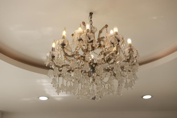 crystal chandelier in a ballroom
