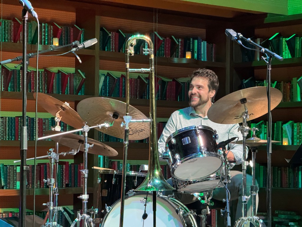 Drummer performing on stage