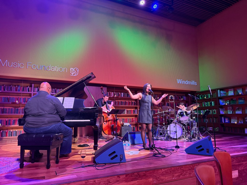 Woman performing on stage