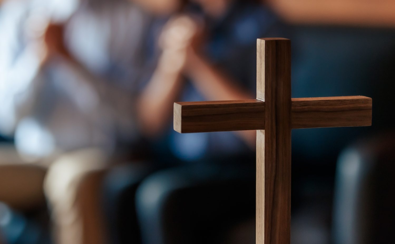 Church congregation and cross
