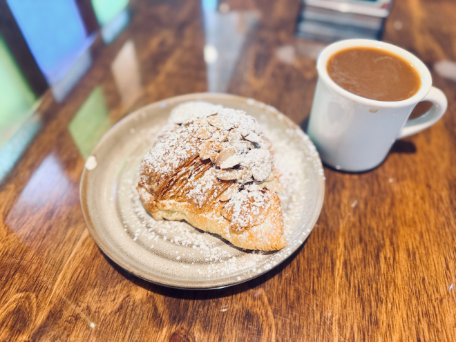 croissant and coffee from La Casita Bakeshop