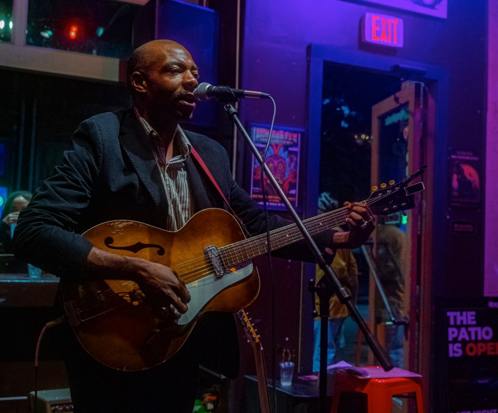 Justin Hoard an Epiphone Casino at The People's Jam in Dallas.