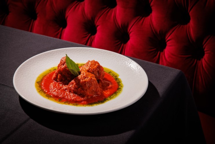 Photo of Polpette della nonna — wagyu beef meatballs, marinara and Tuscan basil evoo at La Stella in Dallas.