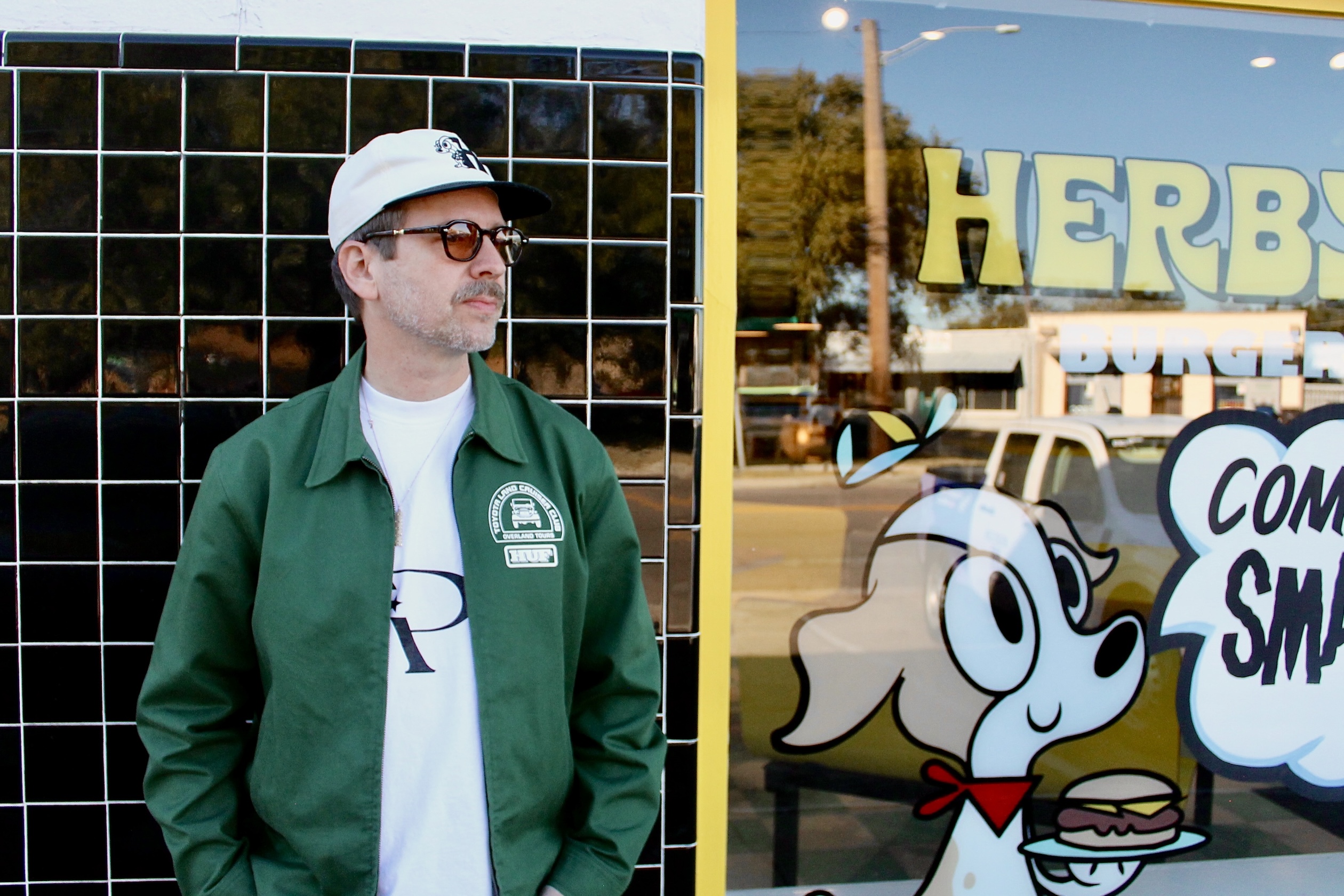 DJ Sober outside Herby's Burgers