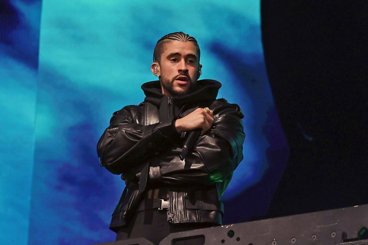 Bad Bunny performs onstage at Coachella