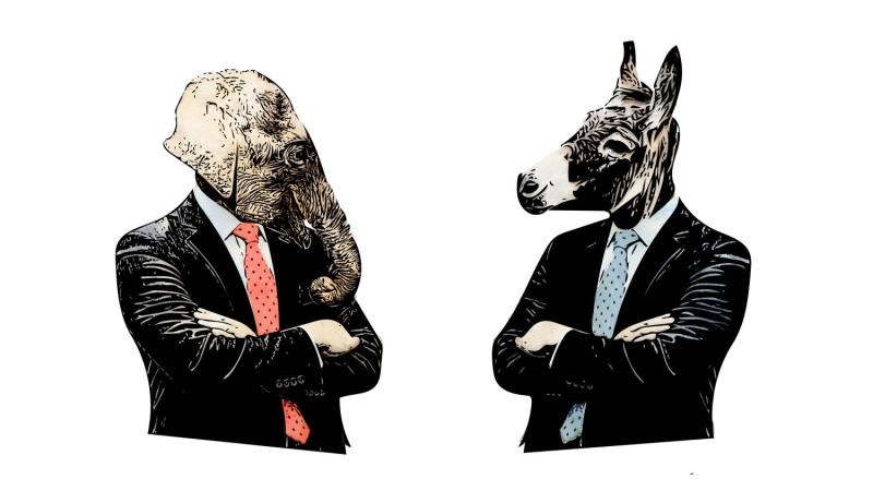 Republican Elephant vs. Democrat Donkey