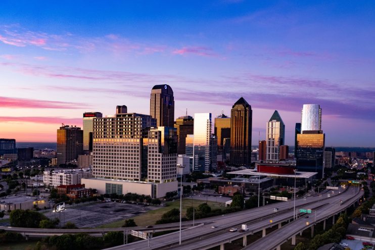 A view of downtown Dallas from Uptown.