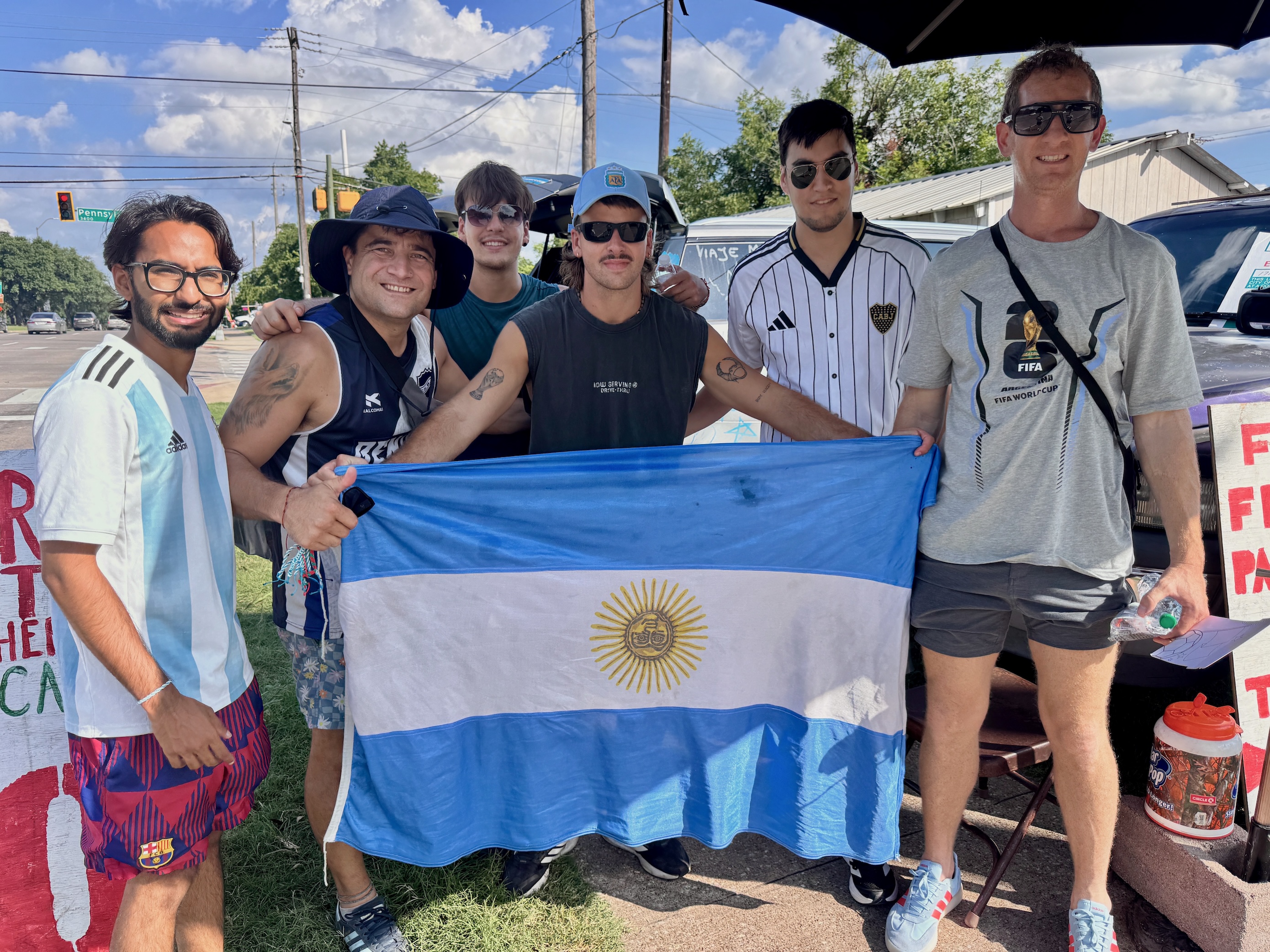 Argentina soccer fans outside of the FIFA Fan Fest