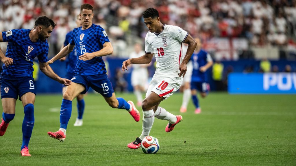 Jude Bellingham plays for England in 2026 World Cup