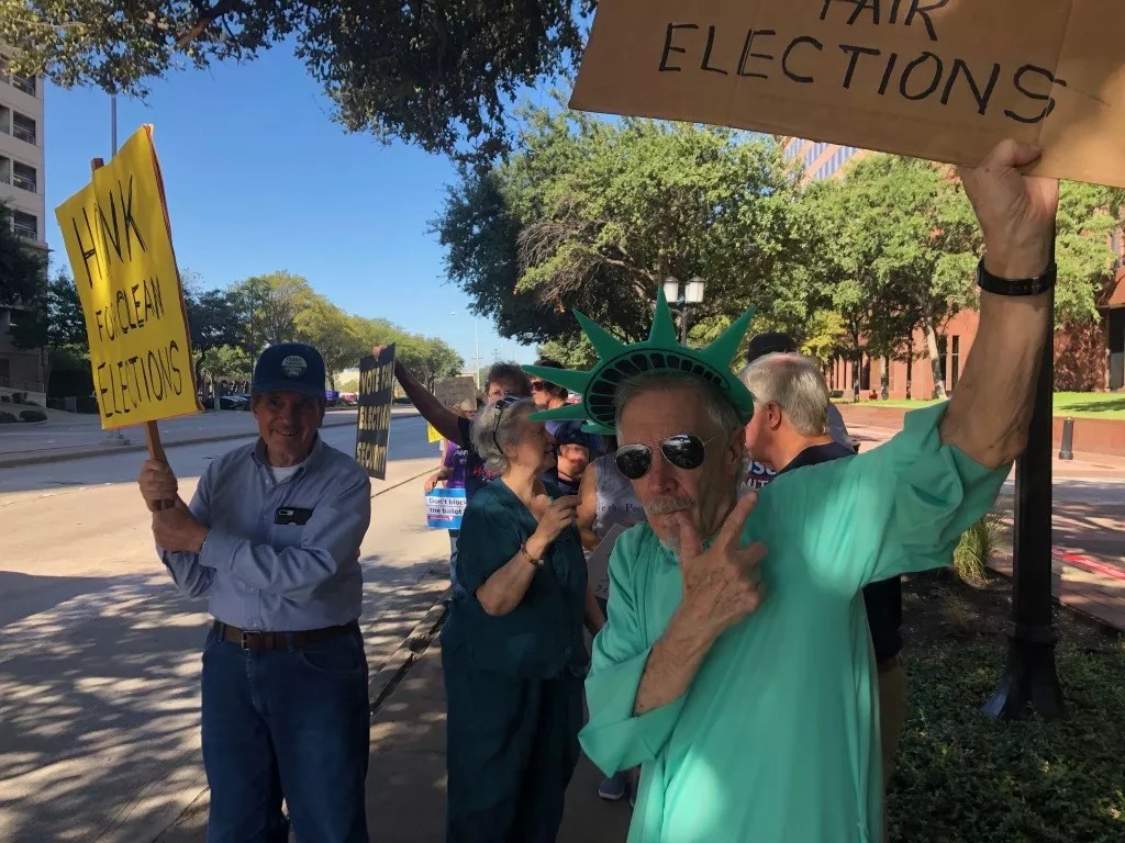 Protesters Picket Outside Sen. John Cornyn’s Office, Demand Election Security