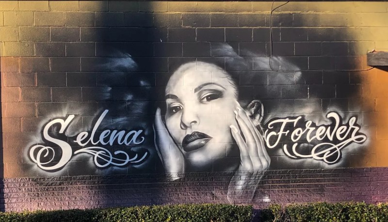 Mural of Selena at Country Burger in Oak Cliff.