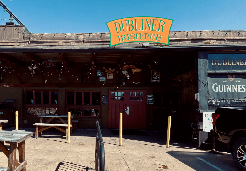 the exterior of the Dubliner on Lower Greenville on a sunny bright day.