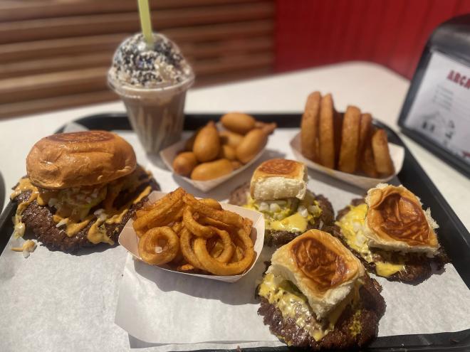 Sliders and Blues table of food