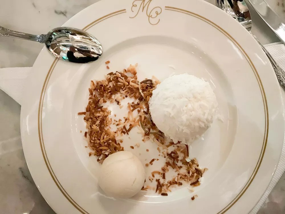 coconut cream cake at Mister Charles