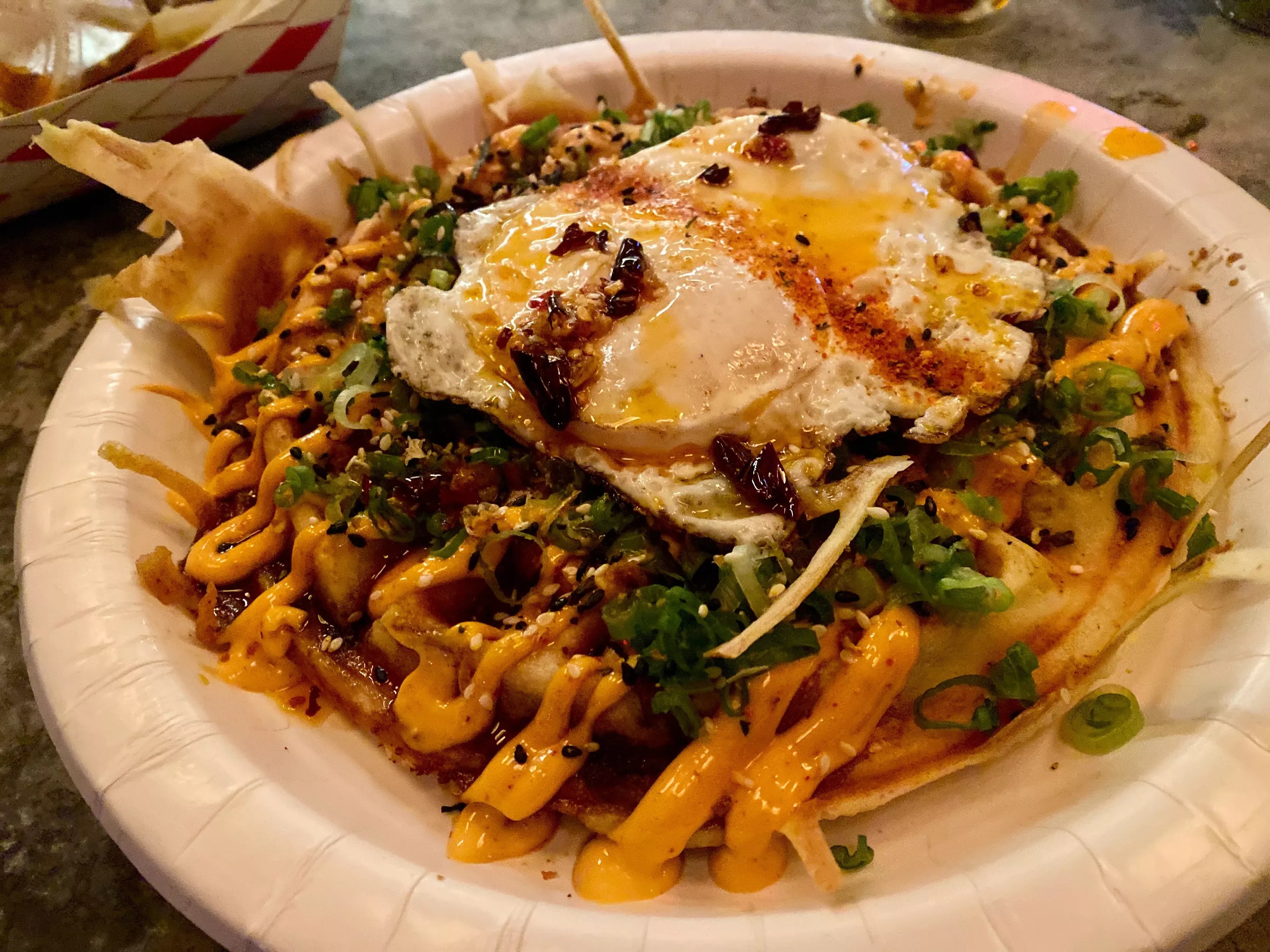 Okonomiyaki topped with brisket from The Pantry on Magnolia