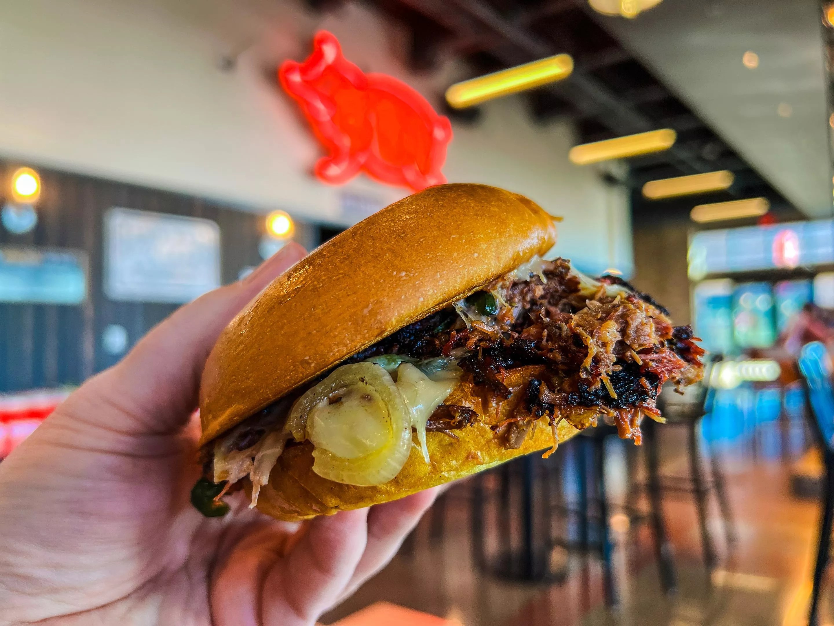Loop 9 BBQ's brisket Philly sandwich