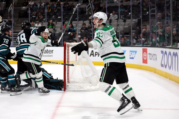 Wyatt Johnston and Logan Stankoven of the Dallas Stars.