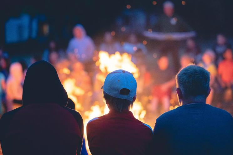 kids at a campfire