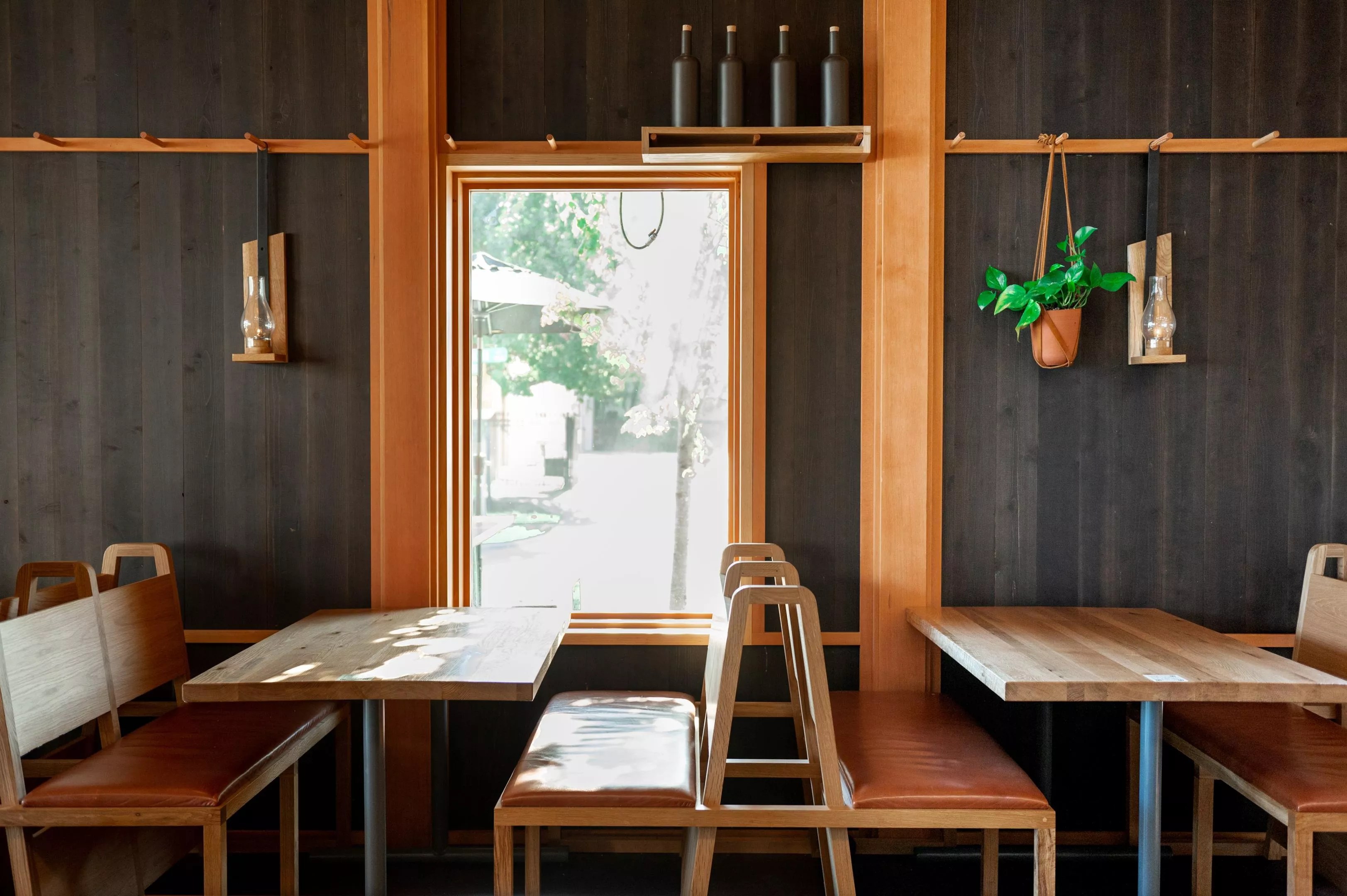 a window seat at a restaurant
