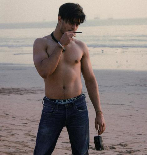 shirtless man