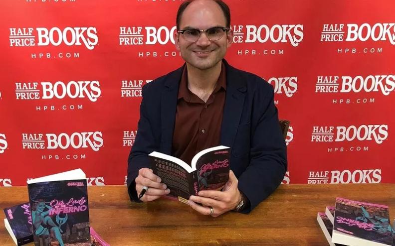 Author Preston Fassel at a book signing.