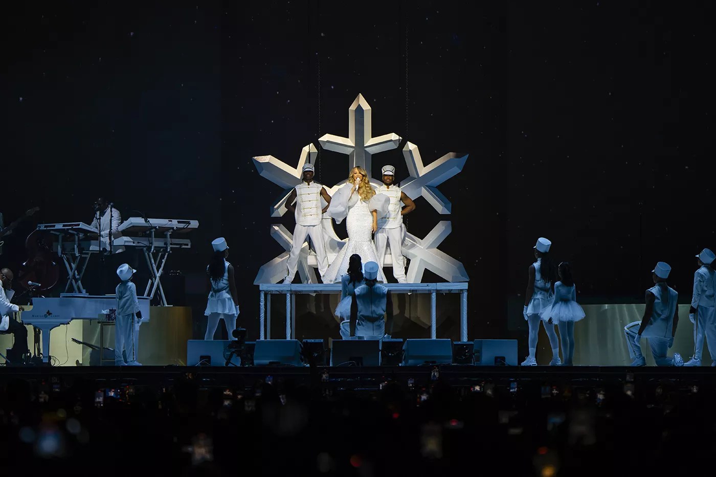 Mariah Carey playing a Christmas concert at American Airlines in Dallas.