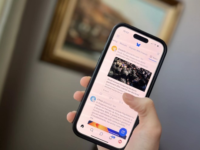 cell phone with bluesky app