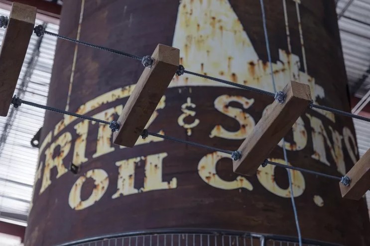 A rope ladder feature at the new Dallas location of Fritz's Adventure.