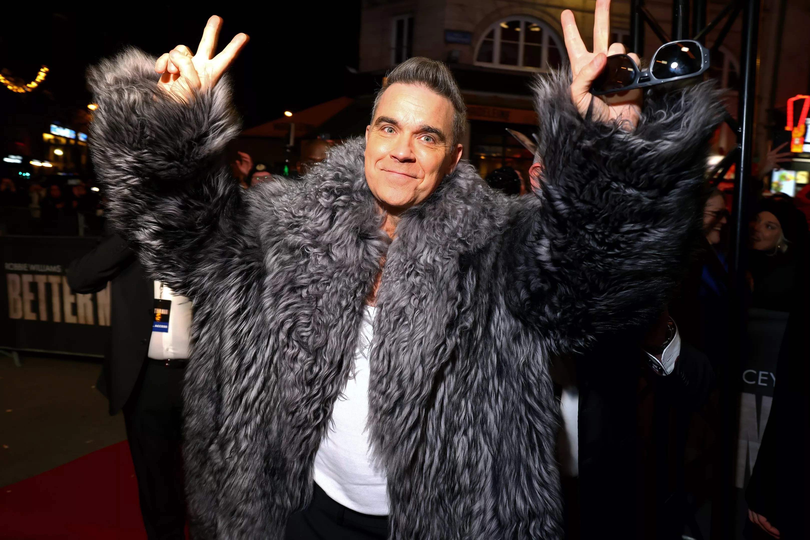Robbie Williams attends the "Better Man" special screening at Le Grand Rex on December 13, 2024 in Paris, France.