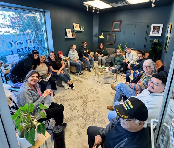 A book club meeting at Dallas' Whose Books.