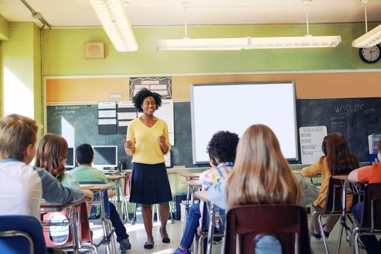 school classroom with students