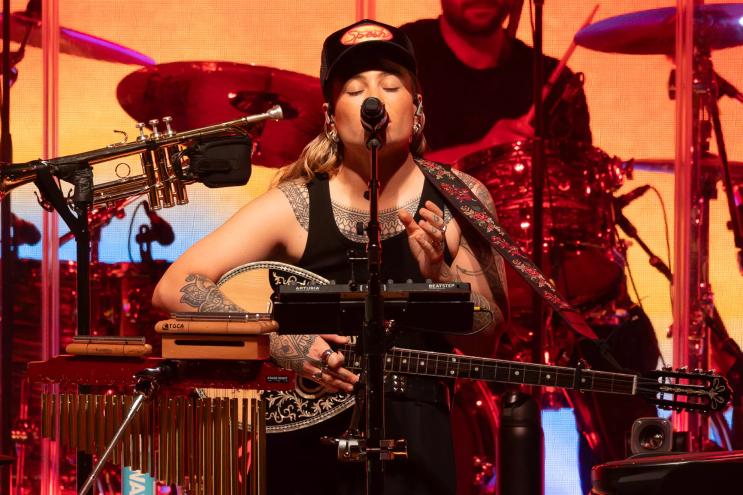 Woman performing on stage
