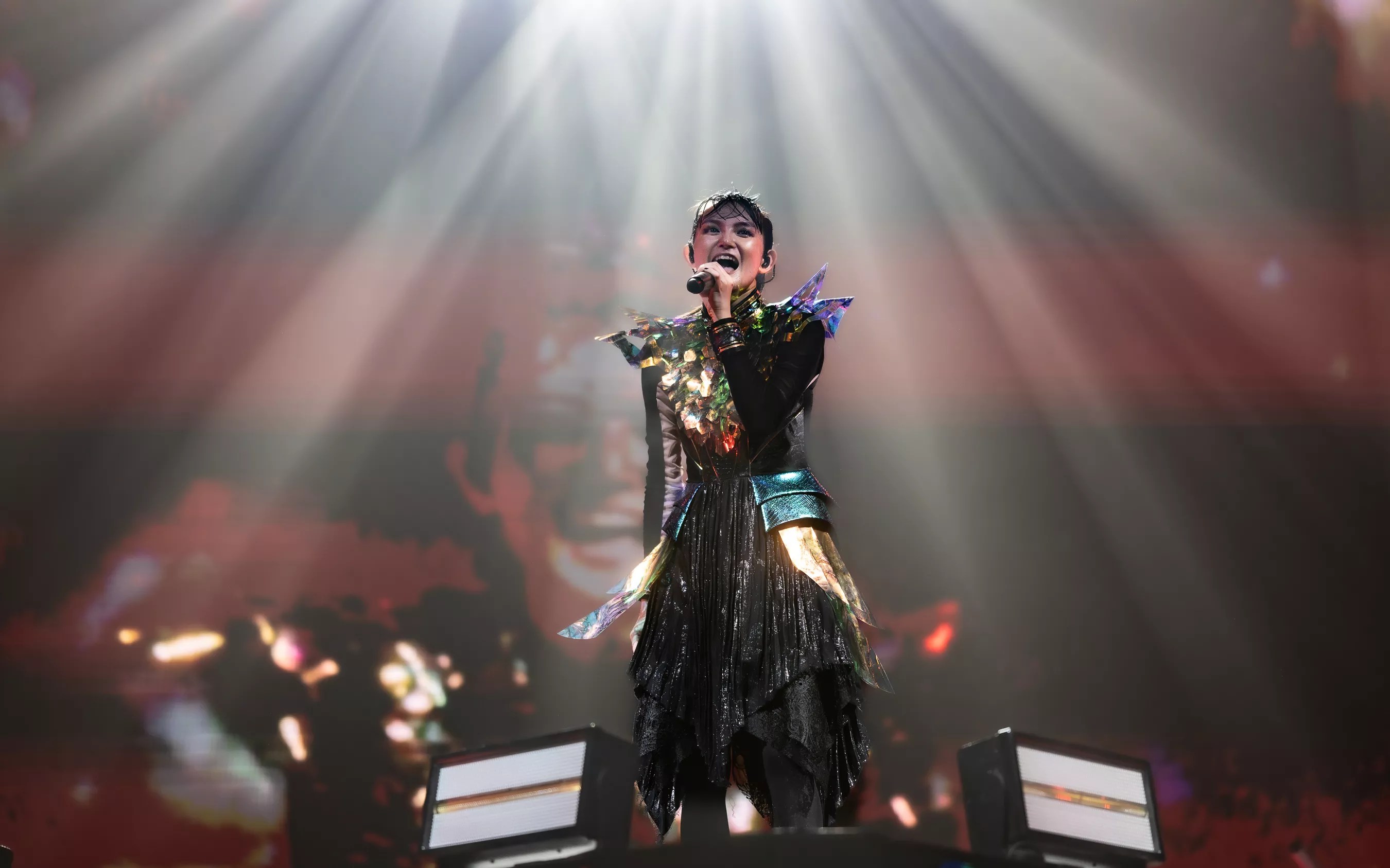 Woman performing on stage