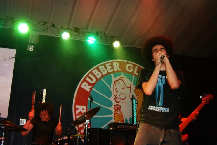 Two guys performing on stage