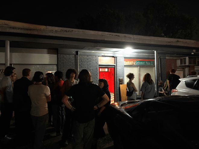 Crowd outside of a venue