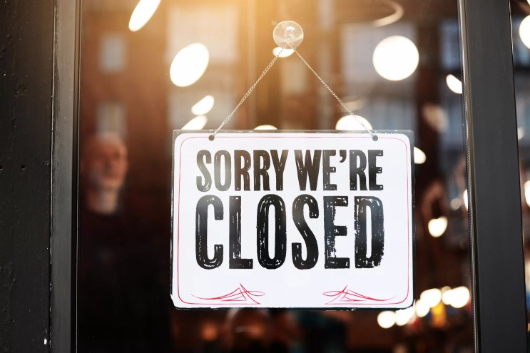 closed sign in a restaurant